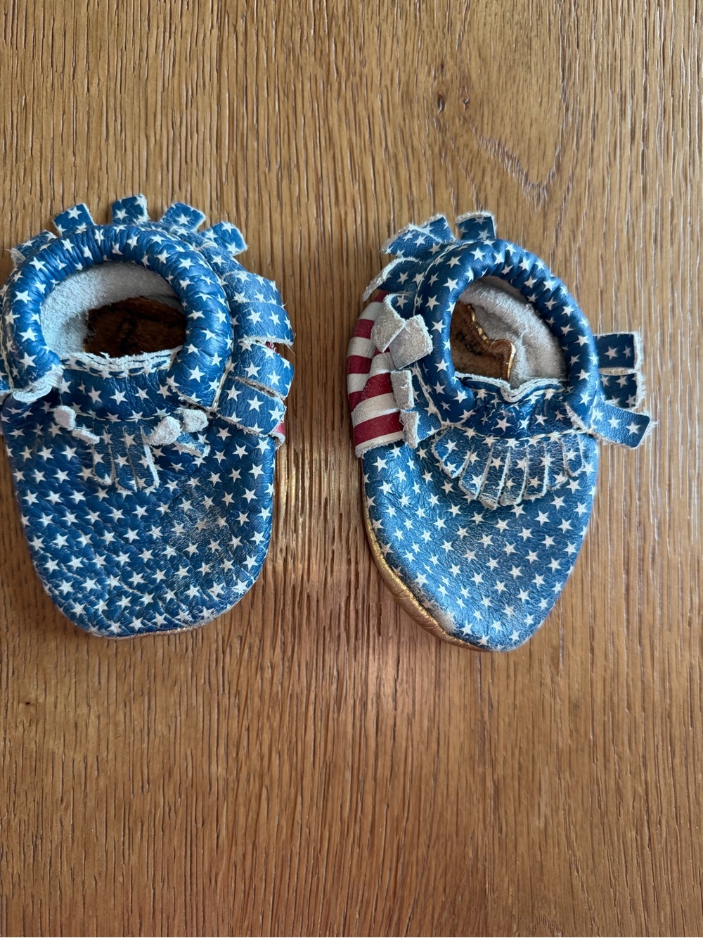Freshly Picked Blue and White Star Print Moccasins for Kids